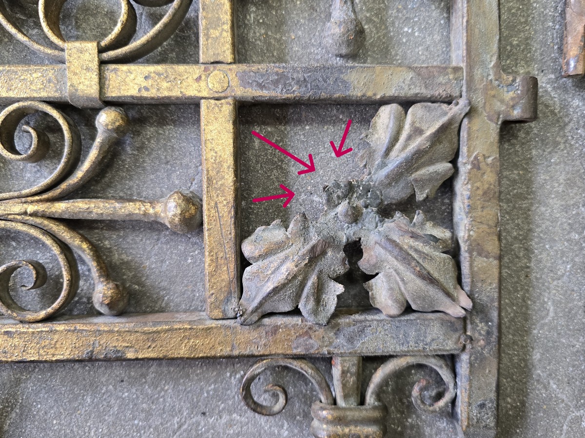 Antique Interior Wrought‑iron Gilded Grille – Italy, First Half Of The 20th Century.-photo-8