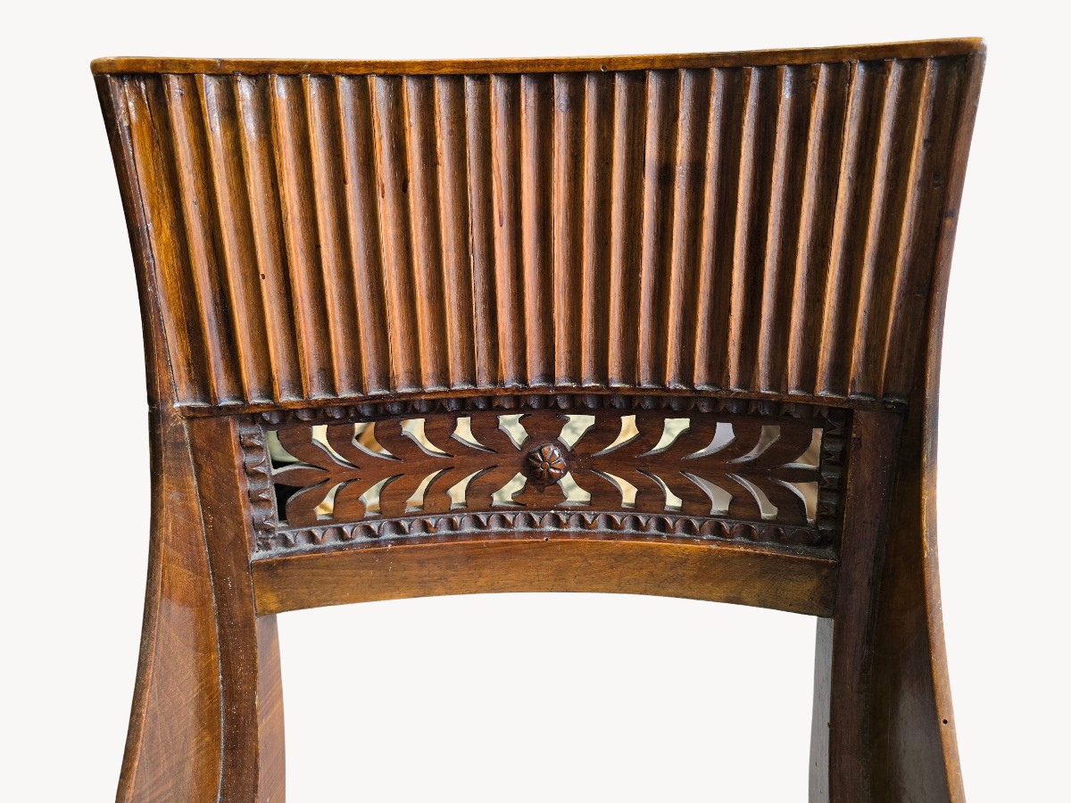 Pair Of Directoire‑style Chairs, Crafted In Italy Around The Mid‑20th Century-photo-3