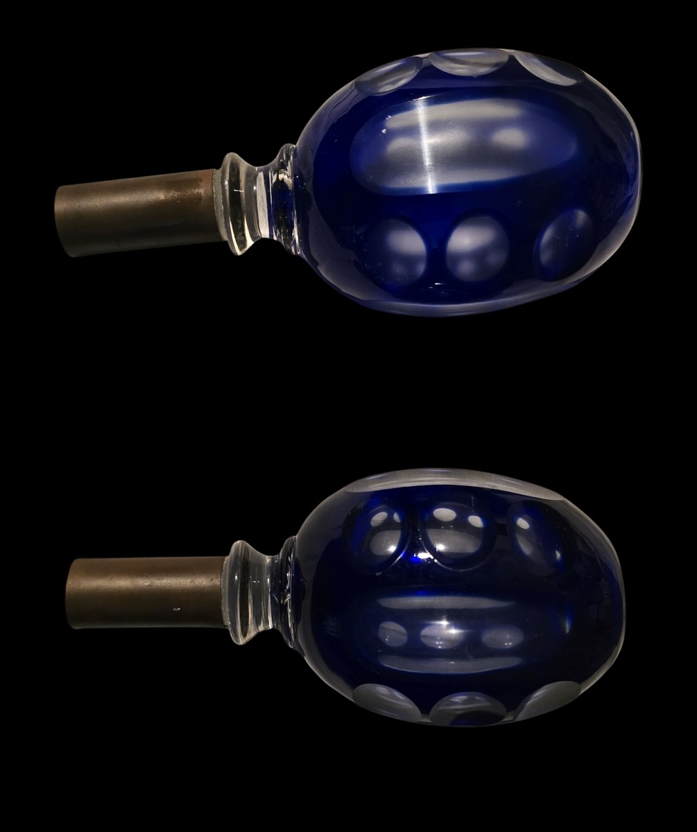 paire d'anciennes boules d'escalier en cristal taillé-photo-4