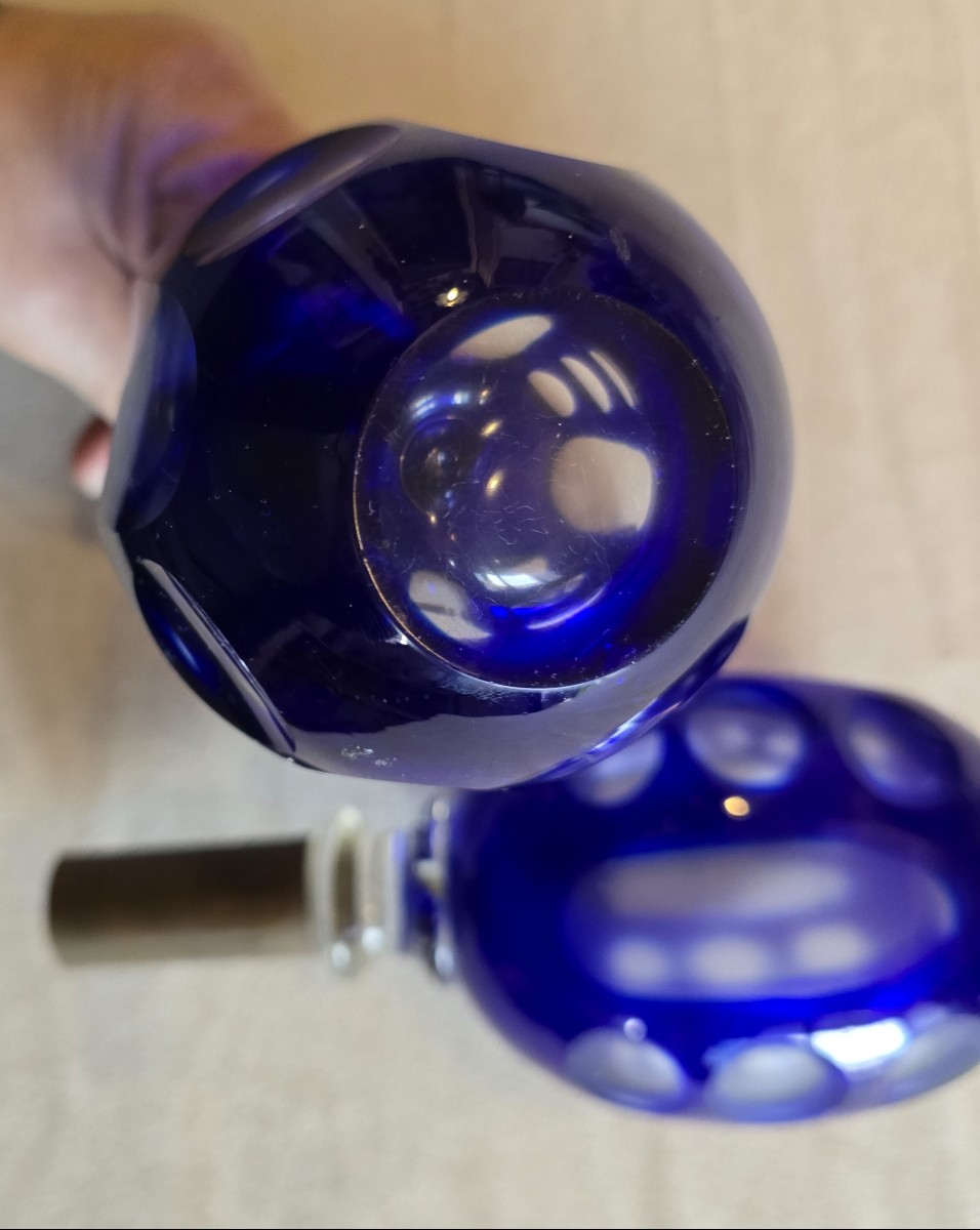 paire d'anciennes boules d'escalier en cristal taillé-photo-2