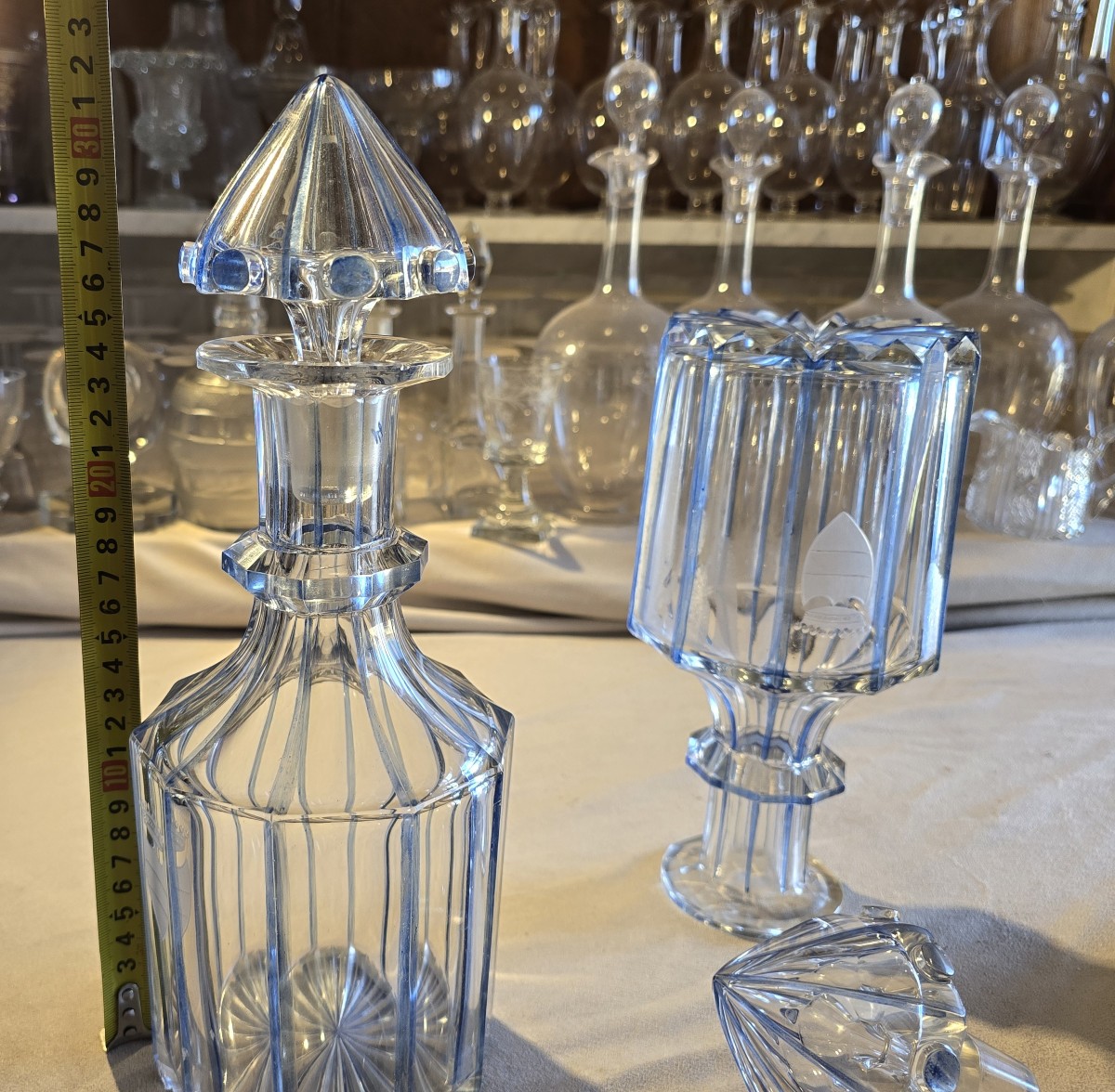 Pair Of Antique Cut‑crystal Whisky Decanters With Engraved Coronet, Victorian Period-photo-5