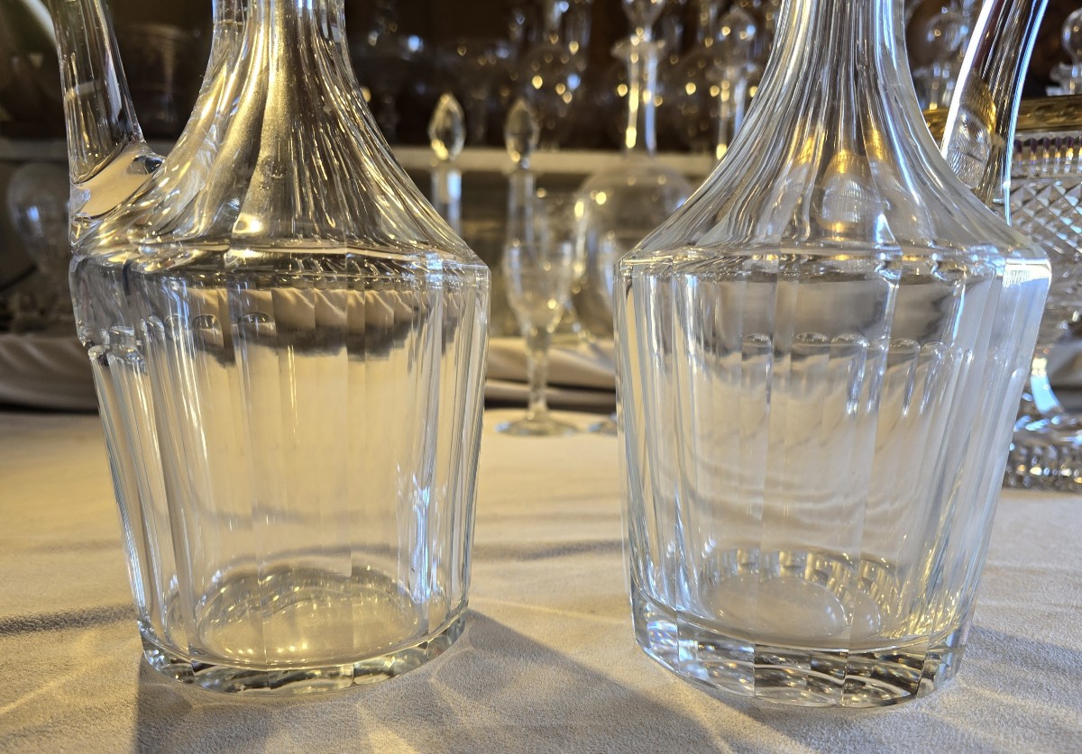 Pair Of Antique Saint‑louis Crystal Ewers  Pitchers-photo-4