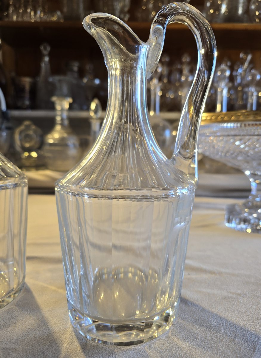 Pair Of Antique Saint‑louis Crystal Ewers  Pitchers-photo-6