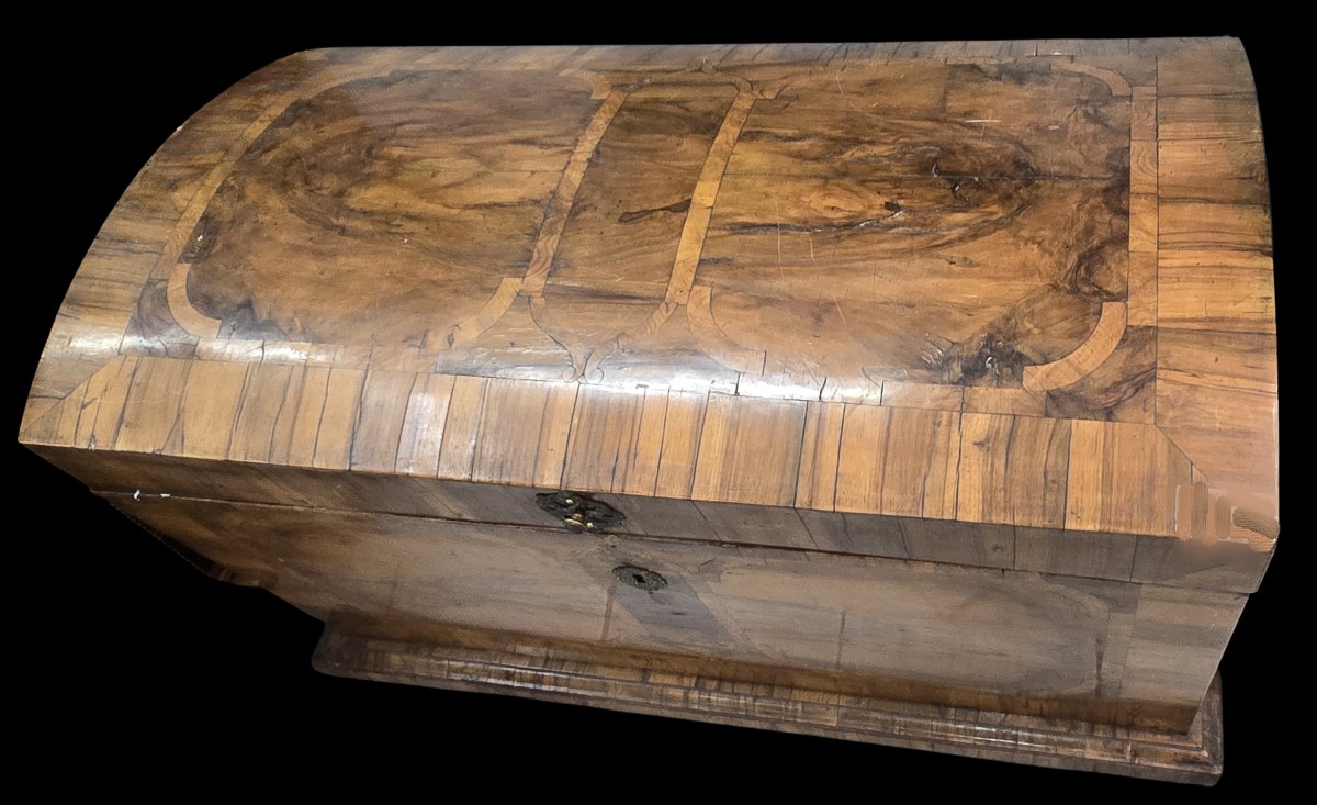 Coffre de marriage ancien en noyer Autriche fin XVIII ème siècle-photo-2