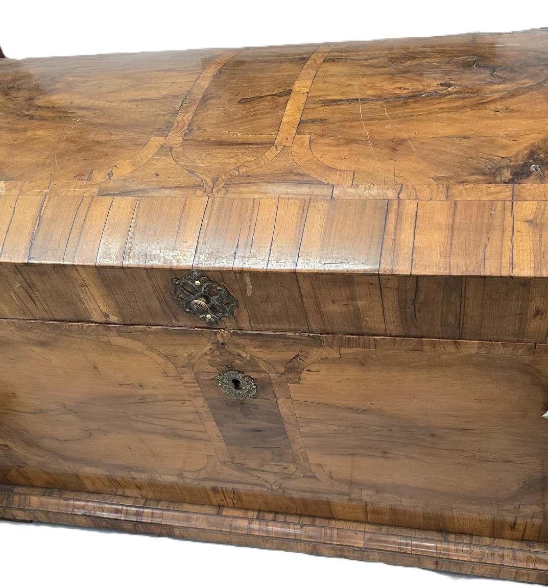 Coffre de marriage ancien en noyer Autriche fin XVIII ème siècle-photo-3