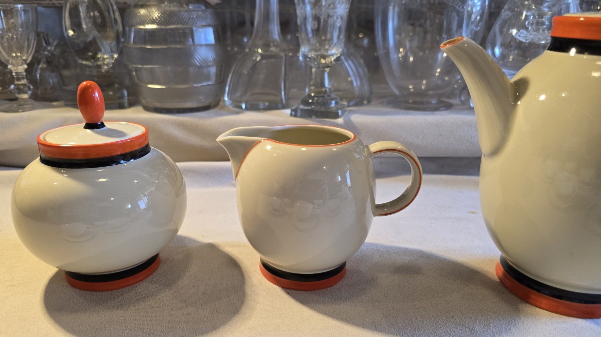 Antique Art Deco Porcelain Coffee Set, Italy, Guido Andlovitz, Laveno-photo-4