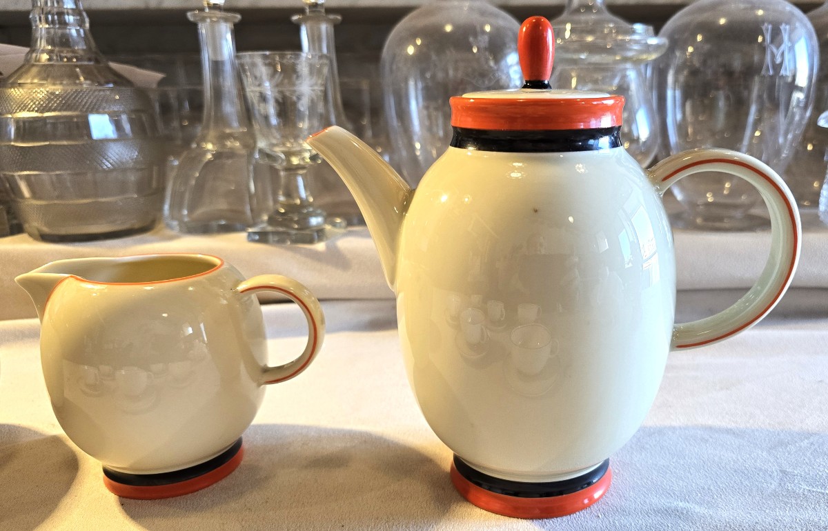 Antique Art Deco Porcelain Coffee Set, Italy, Guido Andlovitz, Laveno-photo-1