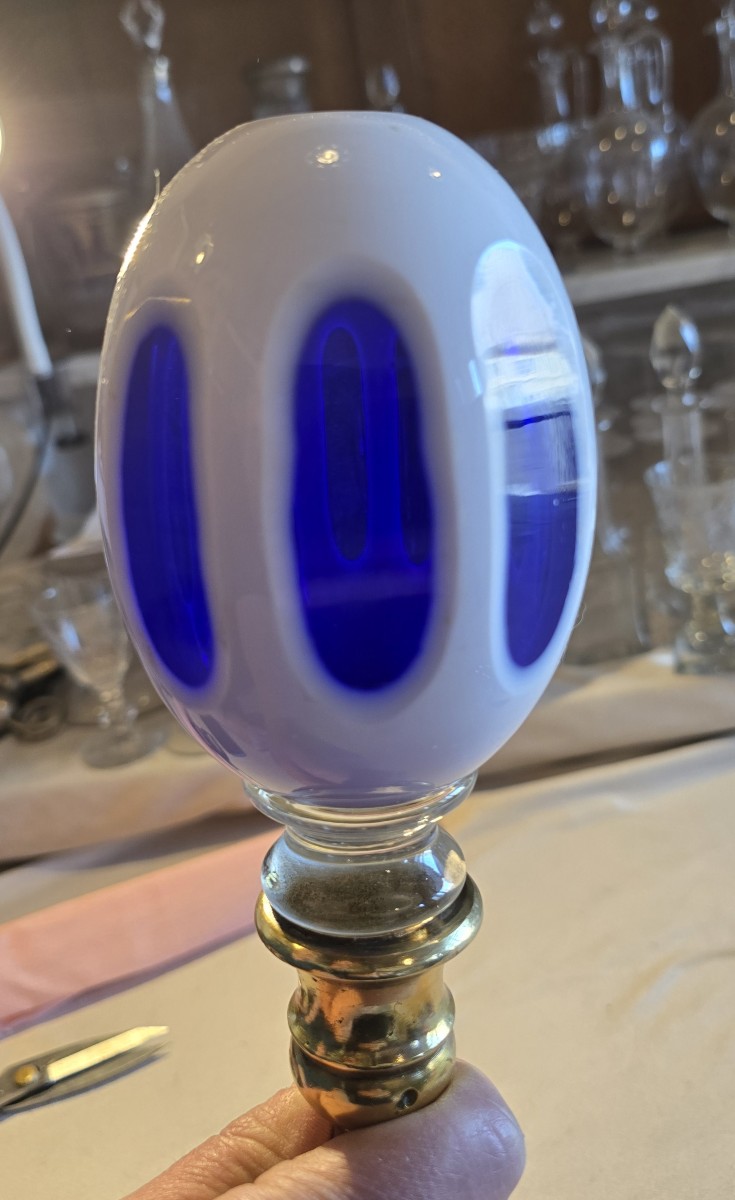 Pair Of Antique Bohemian Crystal Stair Finials-photo-4