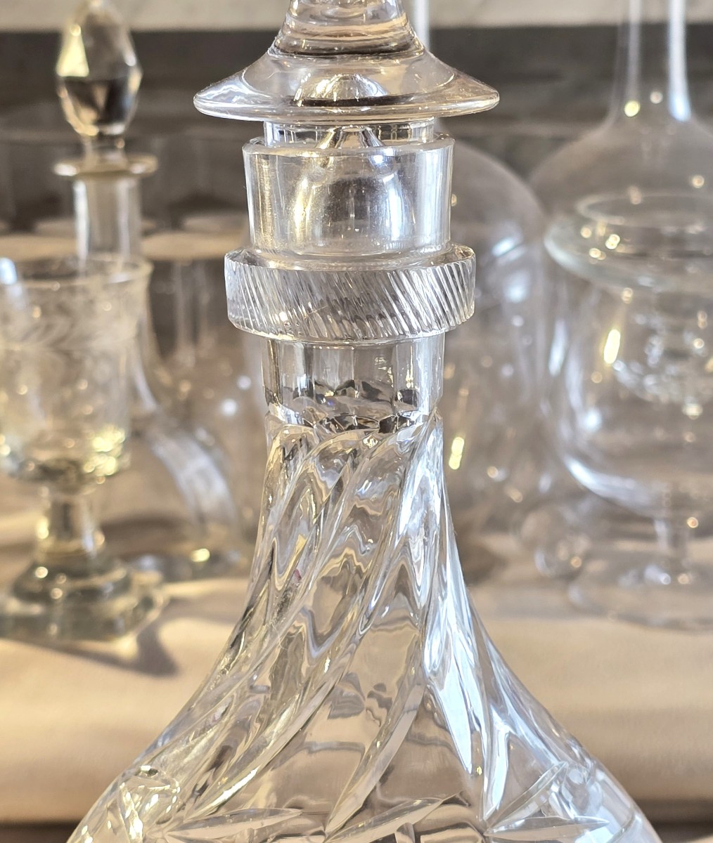 Antique Engraved Blown‑glass Carafe Baccarat Art Nouveau-photo-4