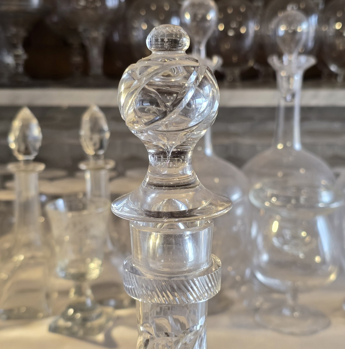 Antique Engraved Blown‑glass Carafe Baccarat Art Nouveau-photo-1