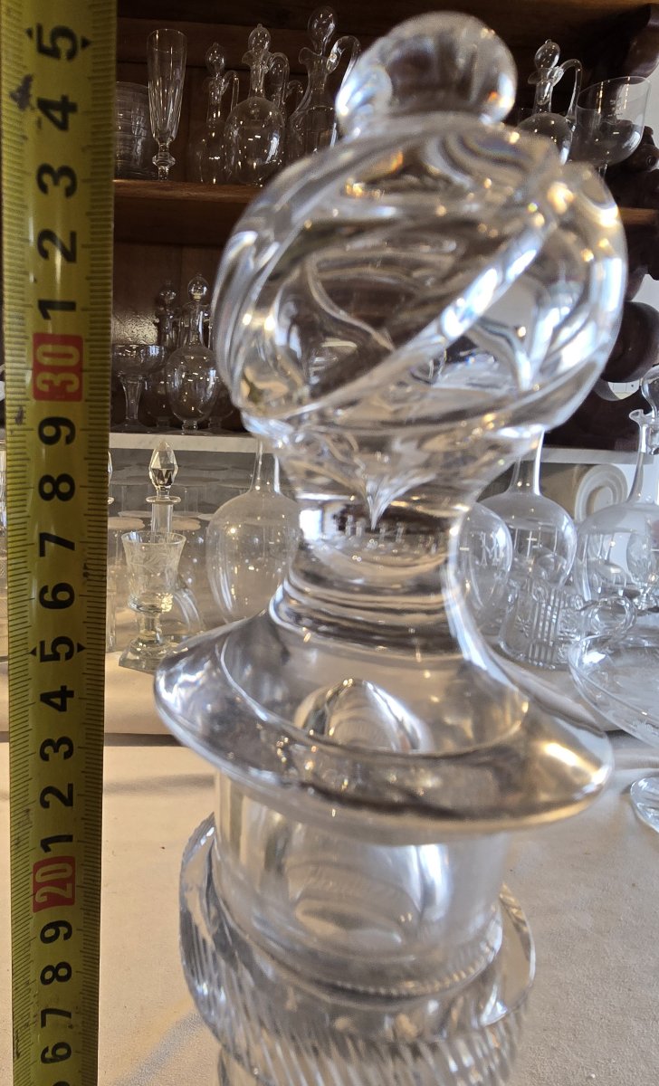 Antique Engraved Blown‑glass Carafe Baccarat Art Nouveau-photo-6