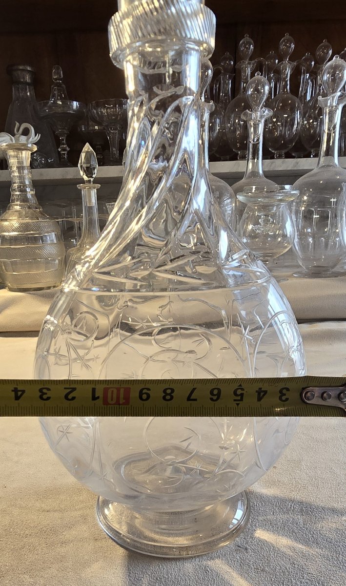 Antique Engraved Blown‑glass Carafe Baccarat Art Nouveau-photo-7