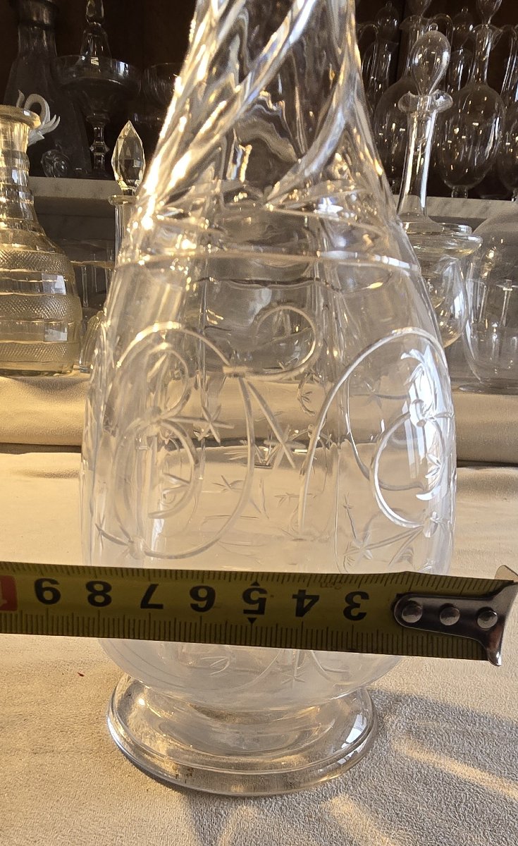 Antique Engraved Blown‑glass Carafe Baccarat Art Nouveau-photo-8