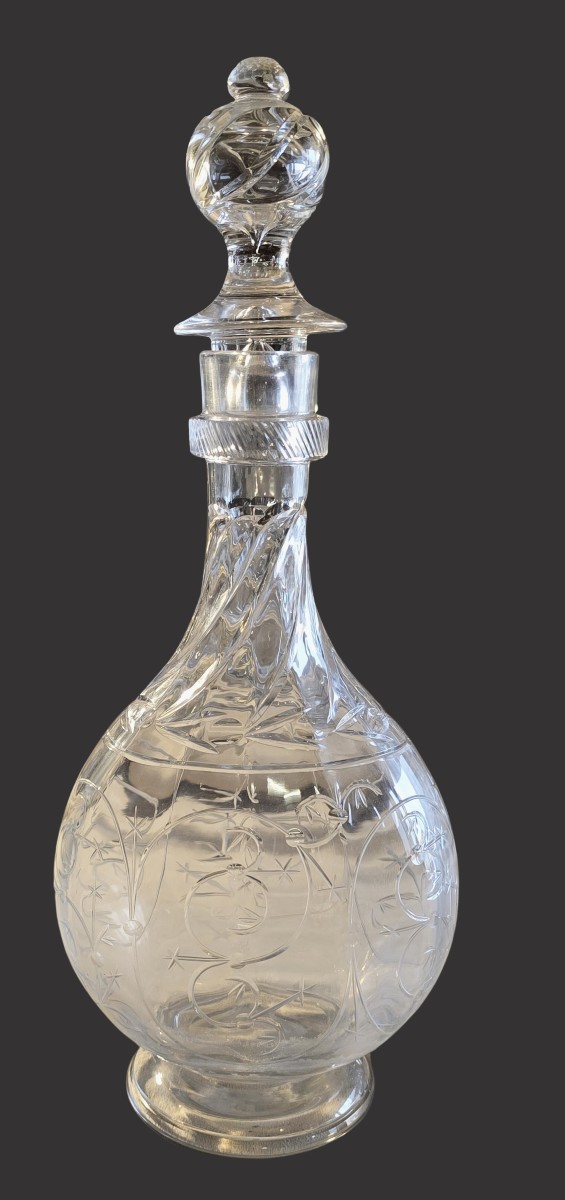 Antique Engraved Blown‑glass Carafe Baccarat Art Nouveau