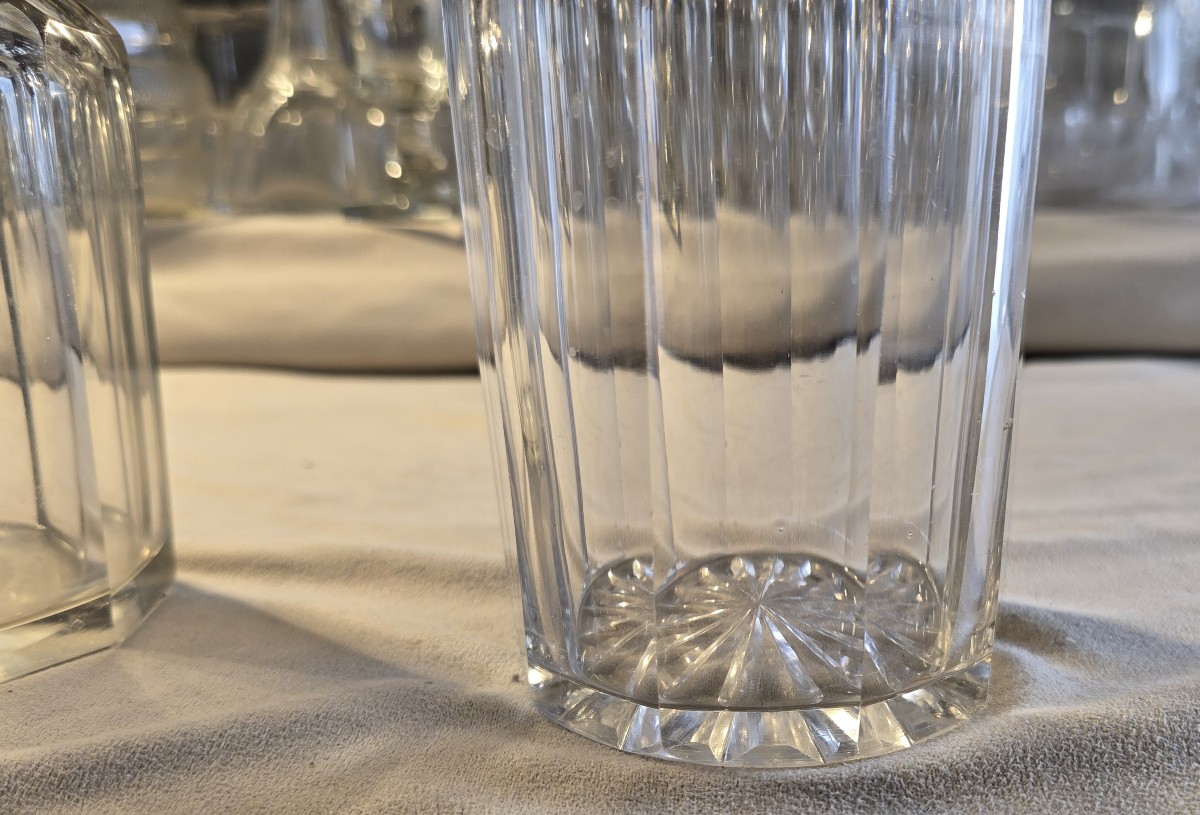 Antique Cut‑crystal Liqueur Decanter No. 8 With Faceted Panels – 19th Century.-photo-3