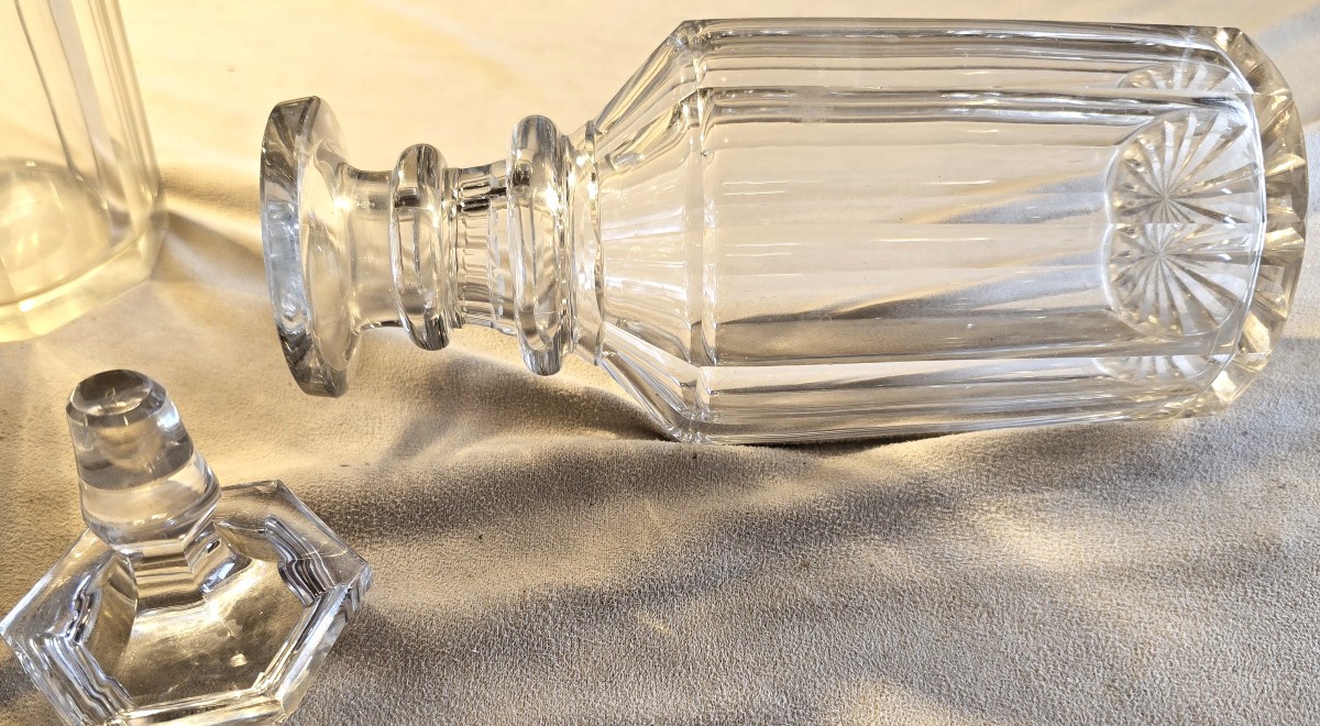 Antique Cut‑crystal Liqueur Decanter No. 8 With Faceted Panels – 19th Century.-photo-2