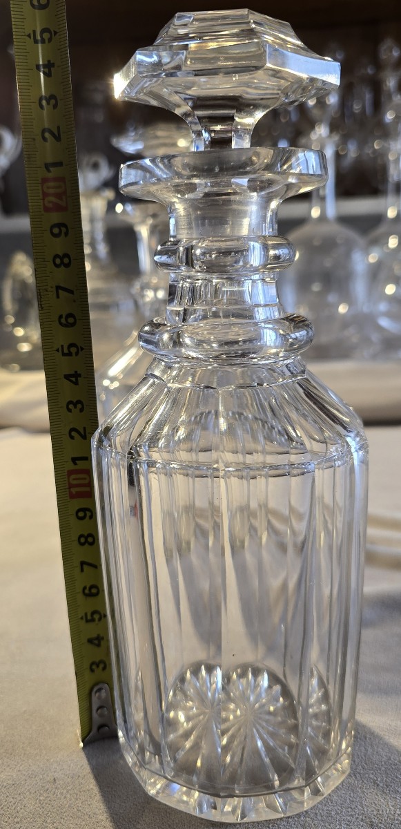 Antique Cut‑crystal Liqueur Decanter No. 8 With Faceted Panels – 19th Century.-photo-4