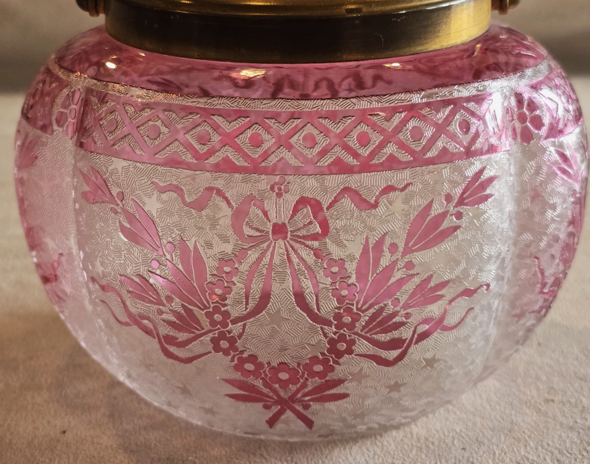 Ancien seau à biscuits en verre gravé – Baccarat, Art Nouveau-photo-2