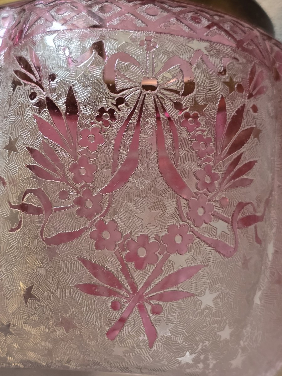 Ancien seau à biscuits en verre gravé – Baccarat, Art Nouveau-photo-4