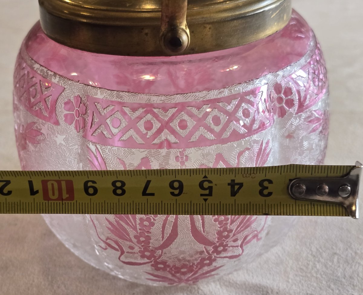Ancien seau à biscuits en verre gravé – Baccarat, Art Nouveau-photo-6