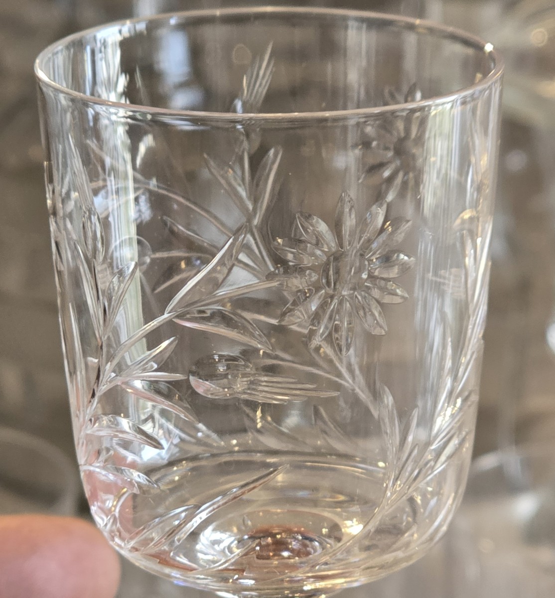 Lot Of 10 Water Glasses, Height 13.5 cm, Baccarat With A Daisy Décor, Late 19th Century-photo-4