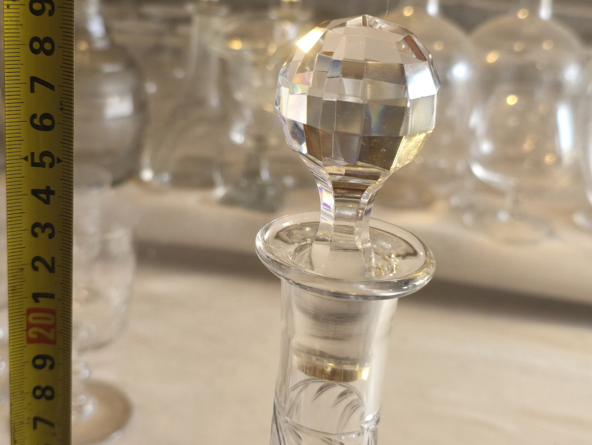 Lot de deux carafes anciennes cristal  Baccarat décor de marguerites, fin XIX ème siècle-photo-5