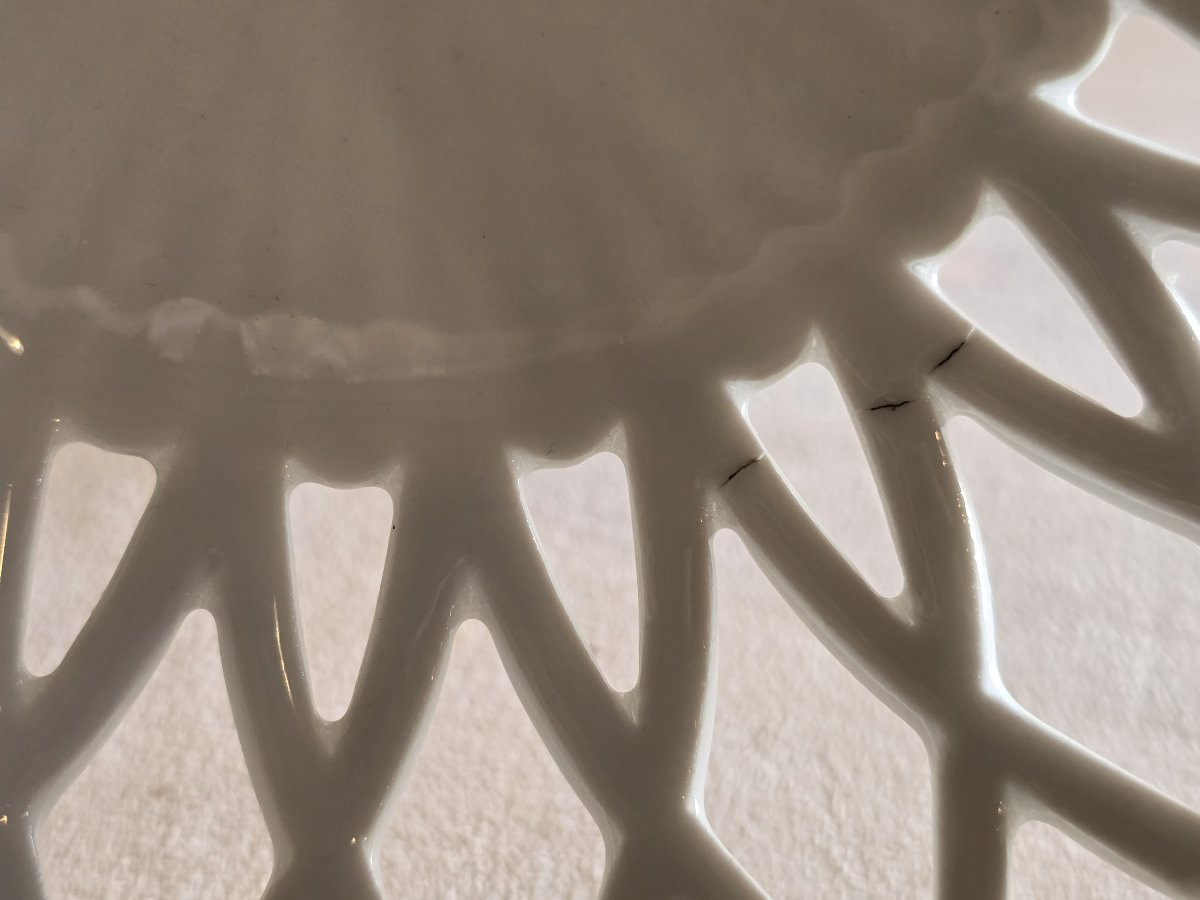 paire de coupes sur pied ajourées armoriées porcelaine de Paris XIXème siècle-photo-8