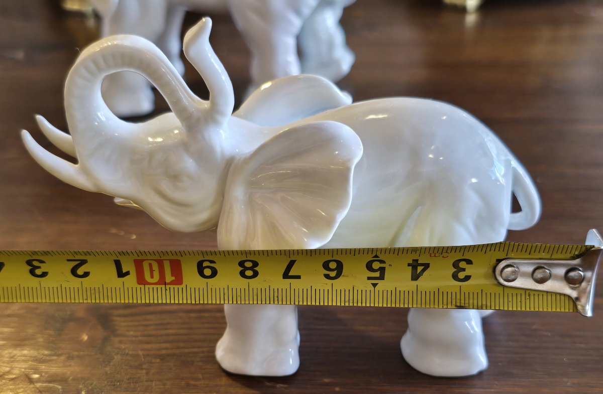 Two Vintage White Porcelain Elephant Figurines, Italy, Circa 1950–1970-photo-6