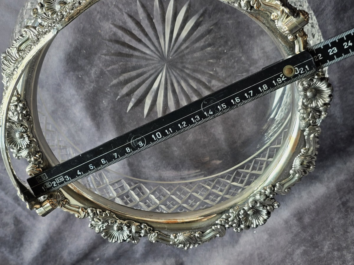 Antique Cut Crystal Basket With Silver-plated Mount, 1907-photo-4