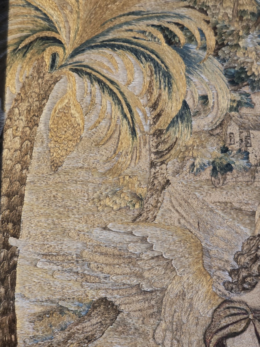 18th-century Silk Embroidery – The Baptism Of Christ-photo-3