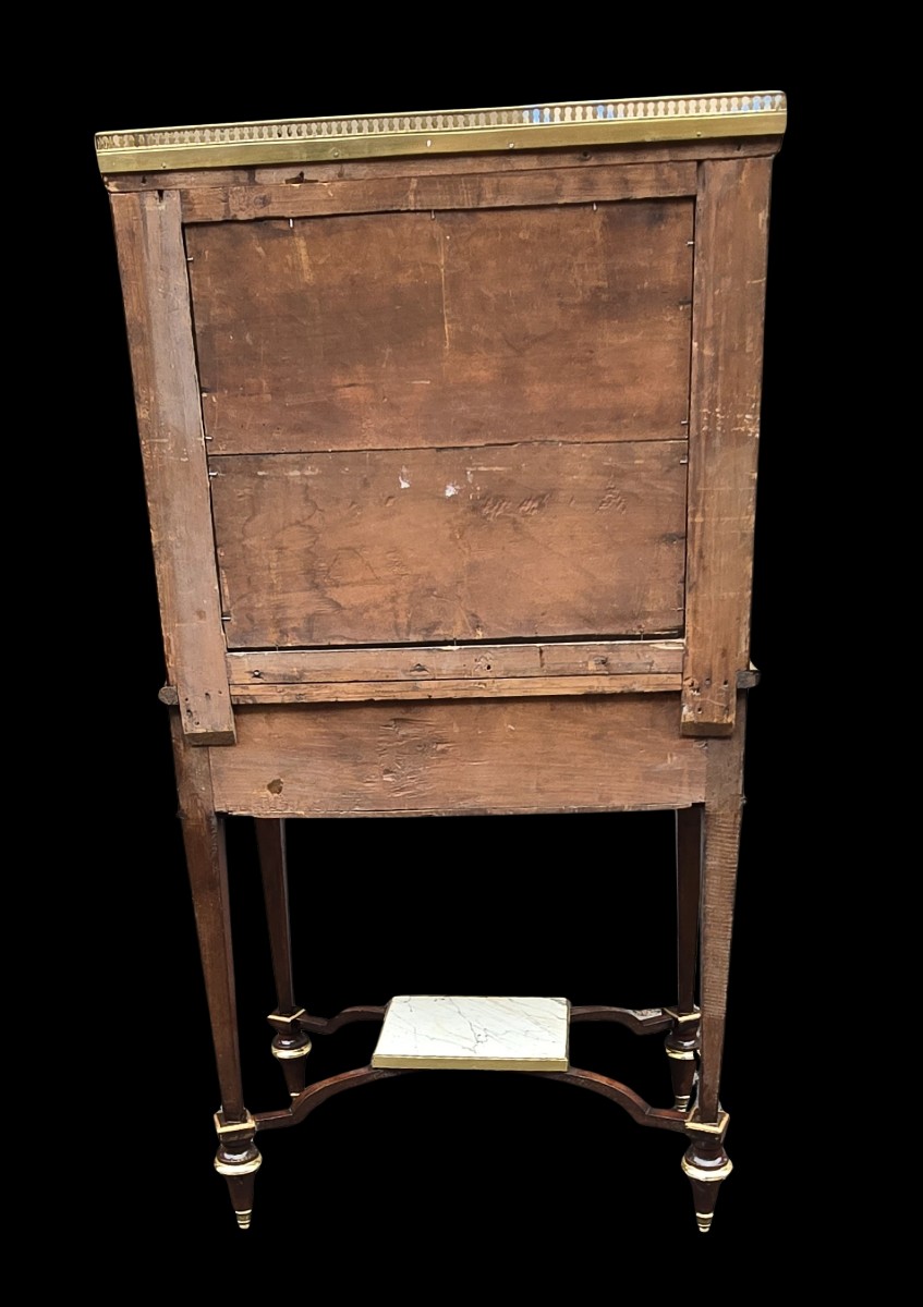 Bonheur-du-jour de style Louis XVI en acajou et bronze doré, fin du XIXᵉ siècle-photo-3