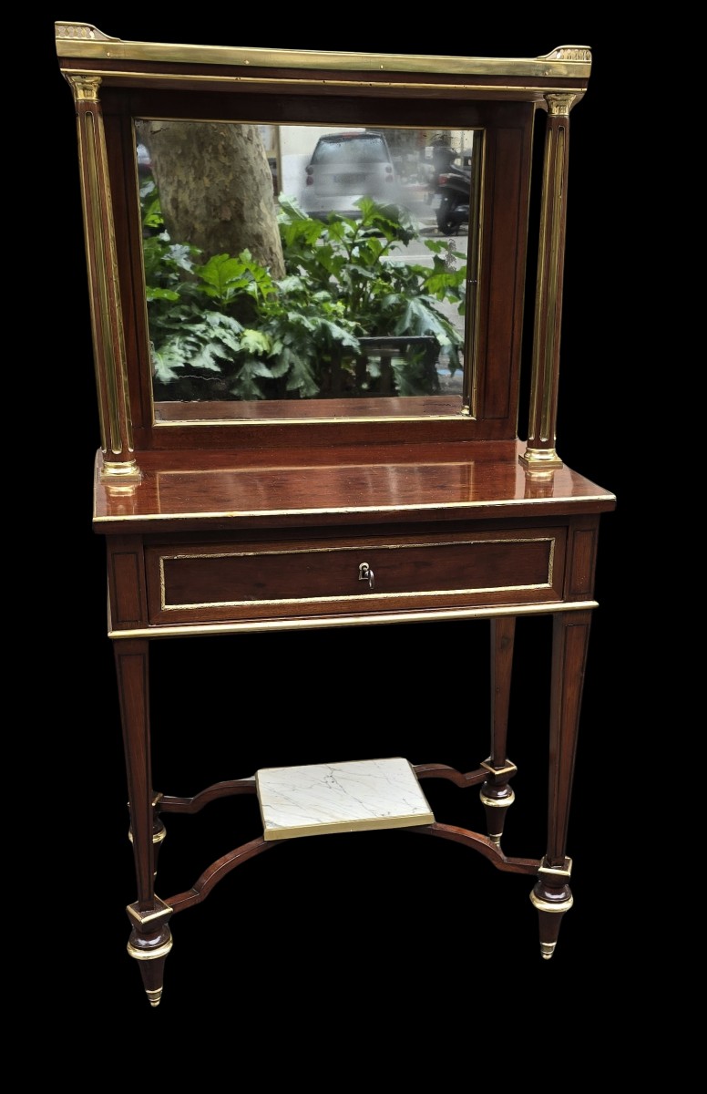 Bonheur-du-jour de style Louis XVI en acajou et bronze doré, fin du XIXᵉ siècle