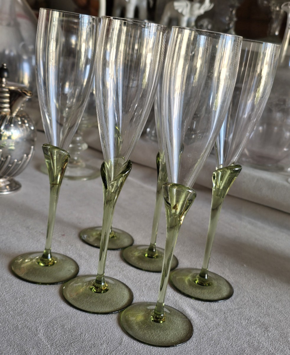 Série de six flûtes à champagne en cristal, Rosenthal modèle Papyrus-photo-2