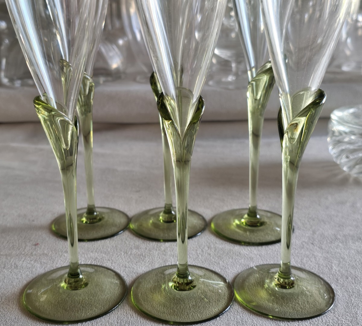 Série de six flûtes à champagne en cristal, Rosenthal modèle Papyrus-photo-3