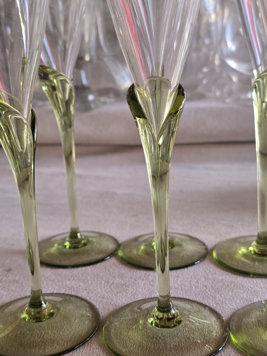 Série de six flûtes à champagne en cristal, Rosenthal modèle Papyrus-photo-4