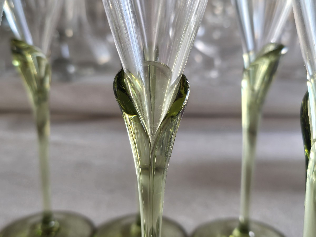 Série de six flûtes à champagne en cristal, Rosenthal modèle Papyrus-photo-1