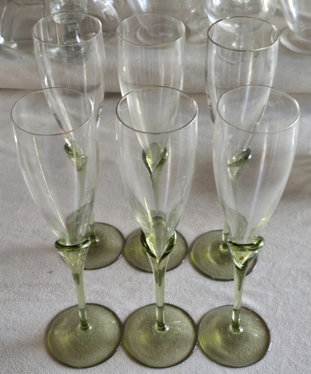 Série de six flûtes à champagne en cristal, Rosenthal modèle Papyrus-photo-2