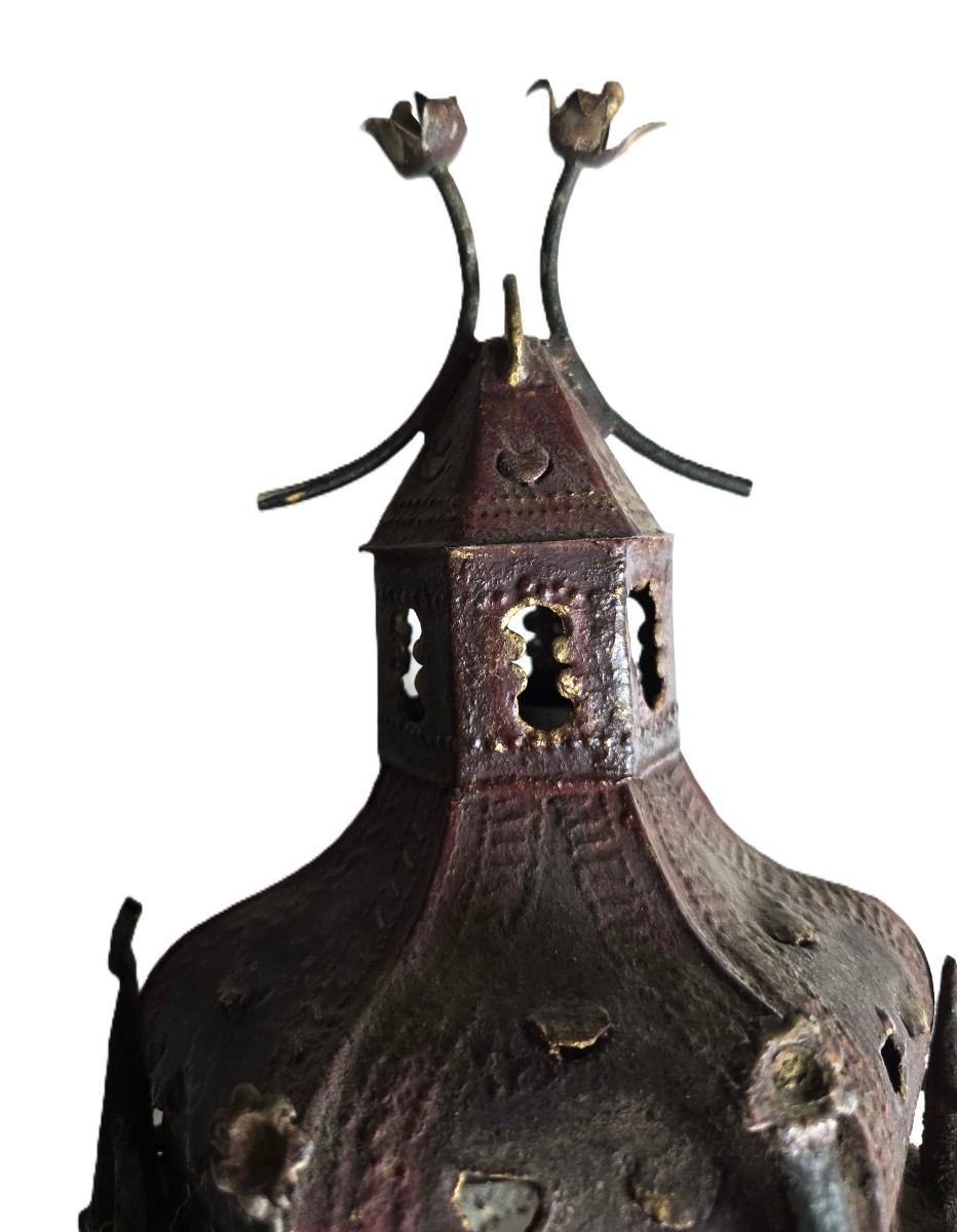 Lanterna torche en fer peint et doré, Italie, fin XIXᵉ-photo-1