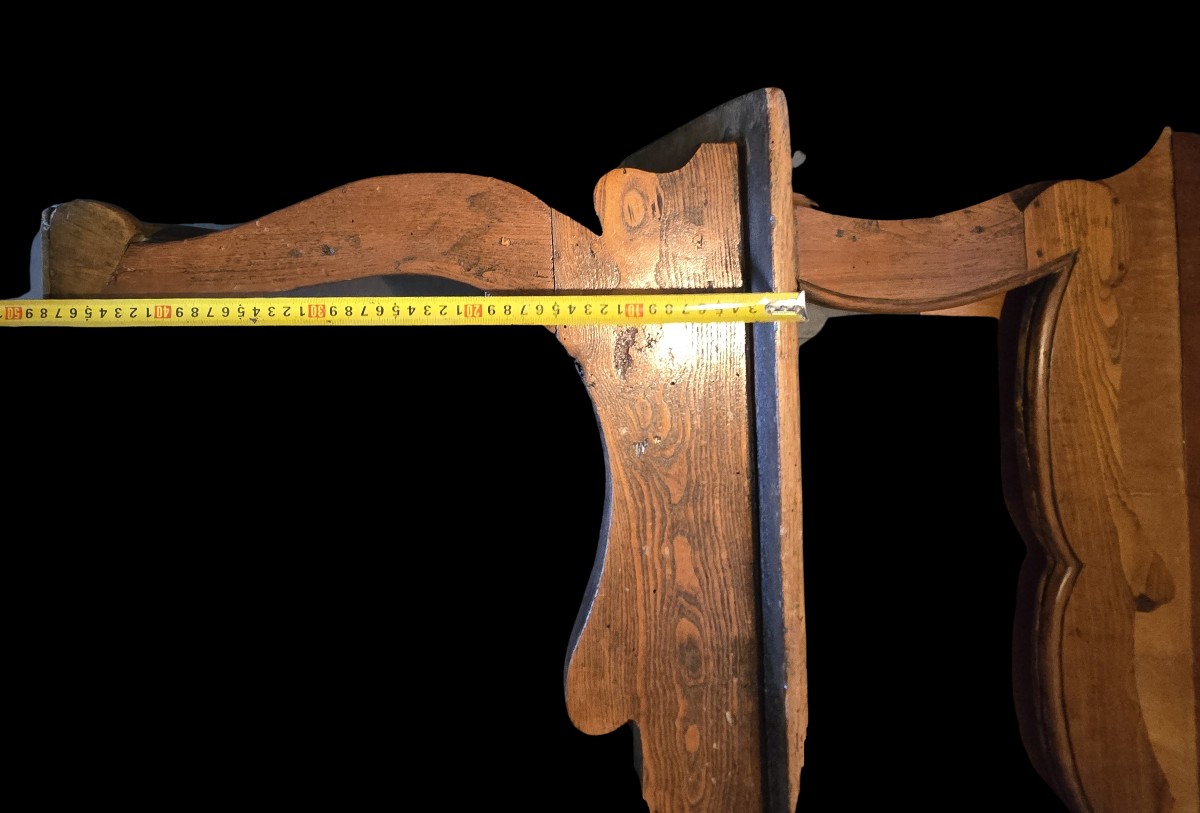 Banc ancien en orme massif, Italie du Nord, XVIIIᵉ siècle-photo-2