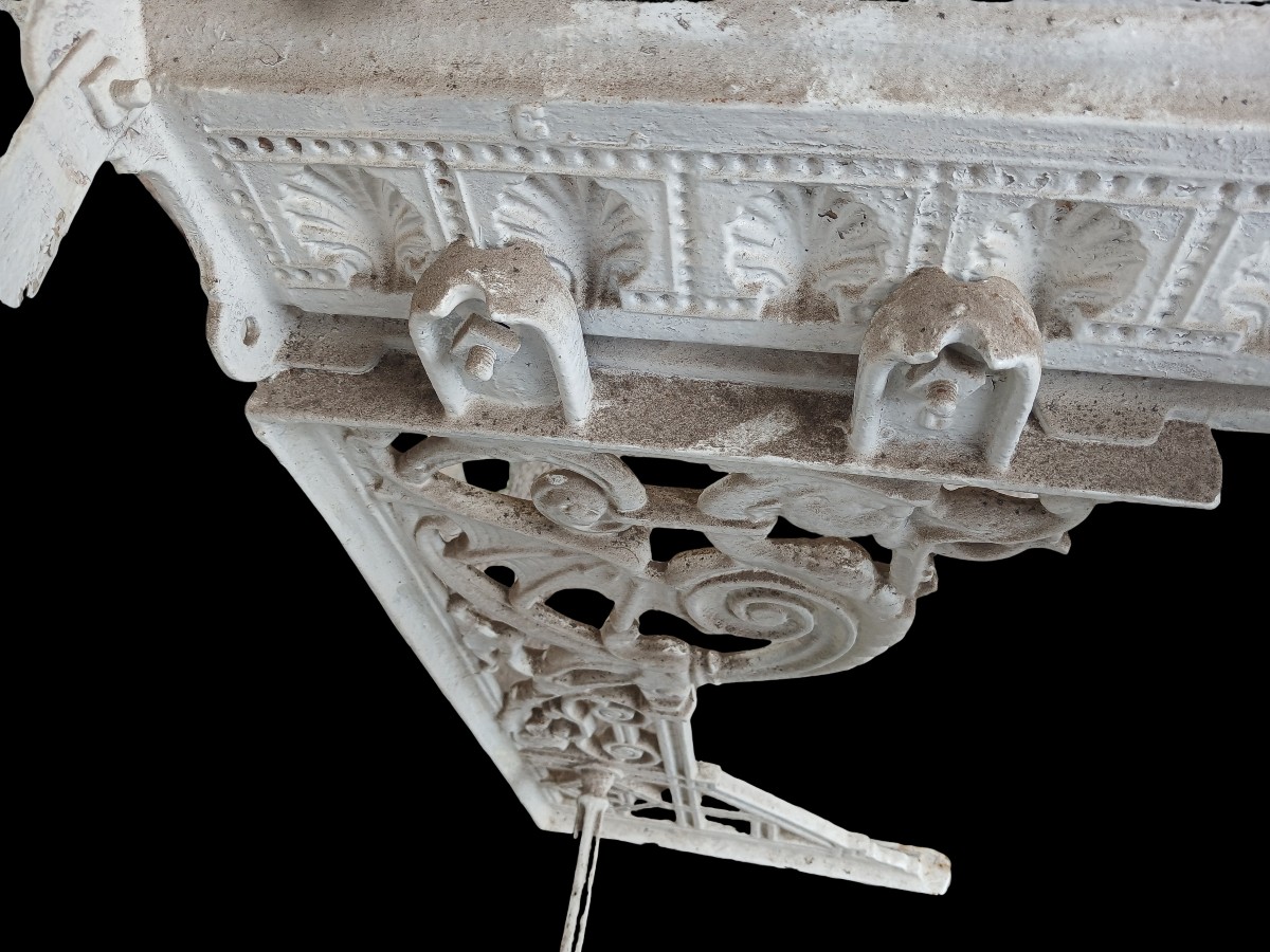 ancienne base de lavabo en fonte émaillée blanche, fin du XIXᵉ siècle-photo-3