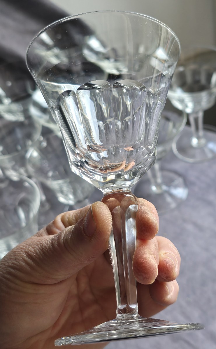 Set Of 18 Antique Cut Crystal Glasses-photo-3