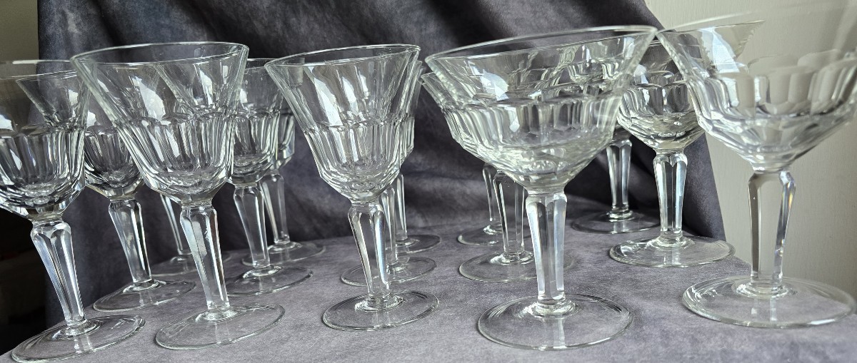 Set Of 18 Antique Cut Crystal Glasses