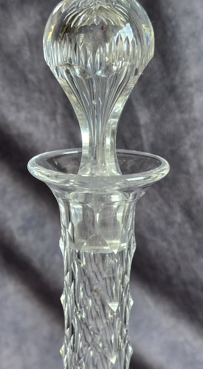 carafe ancienne en cristal taillé monogramme MB , fin XIX à siècle-photo-4