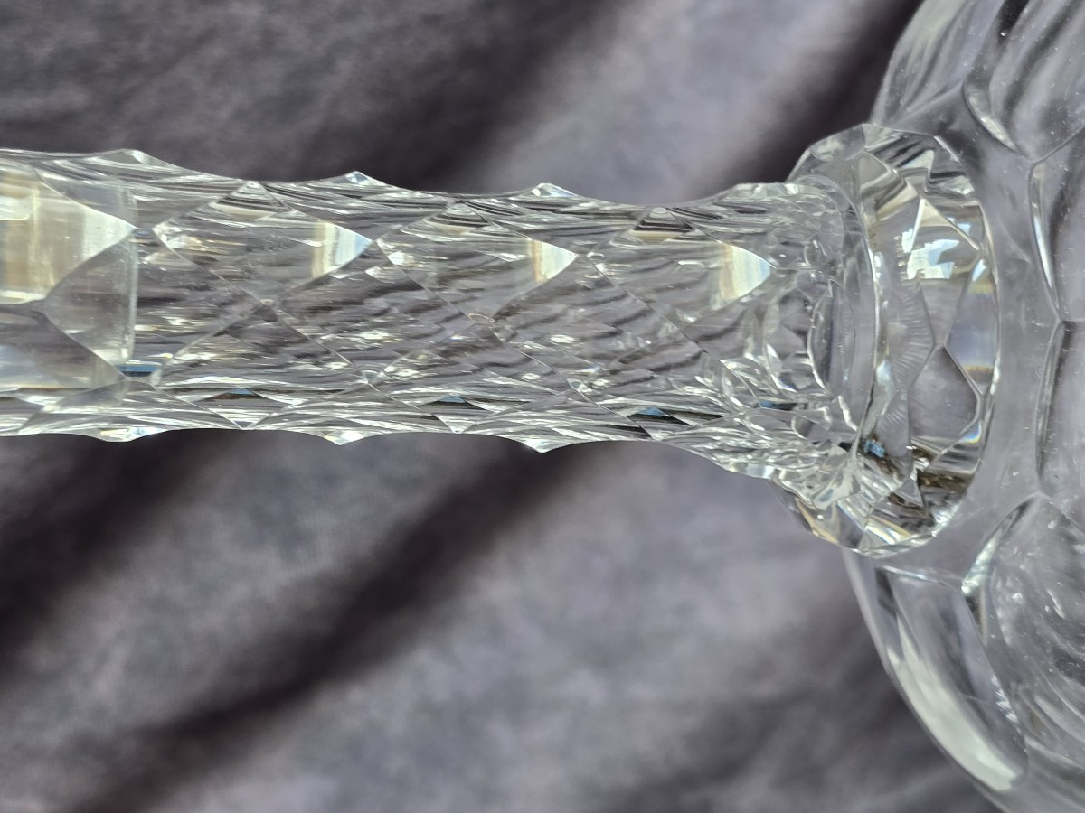 carafe ancienne en cristal taillé monogramme MB , fin XIX à siècle-photo-3