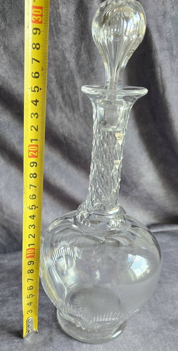 carafe ancienne en cristal taillé monogramme MB , fin XIX à siècle-photo-5