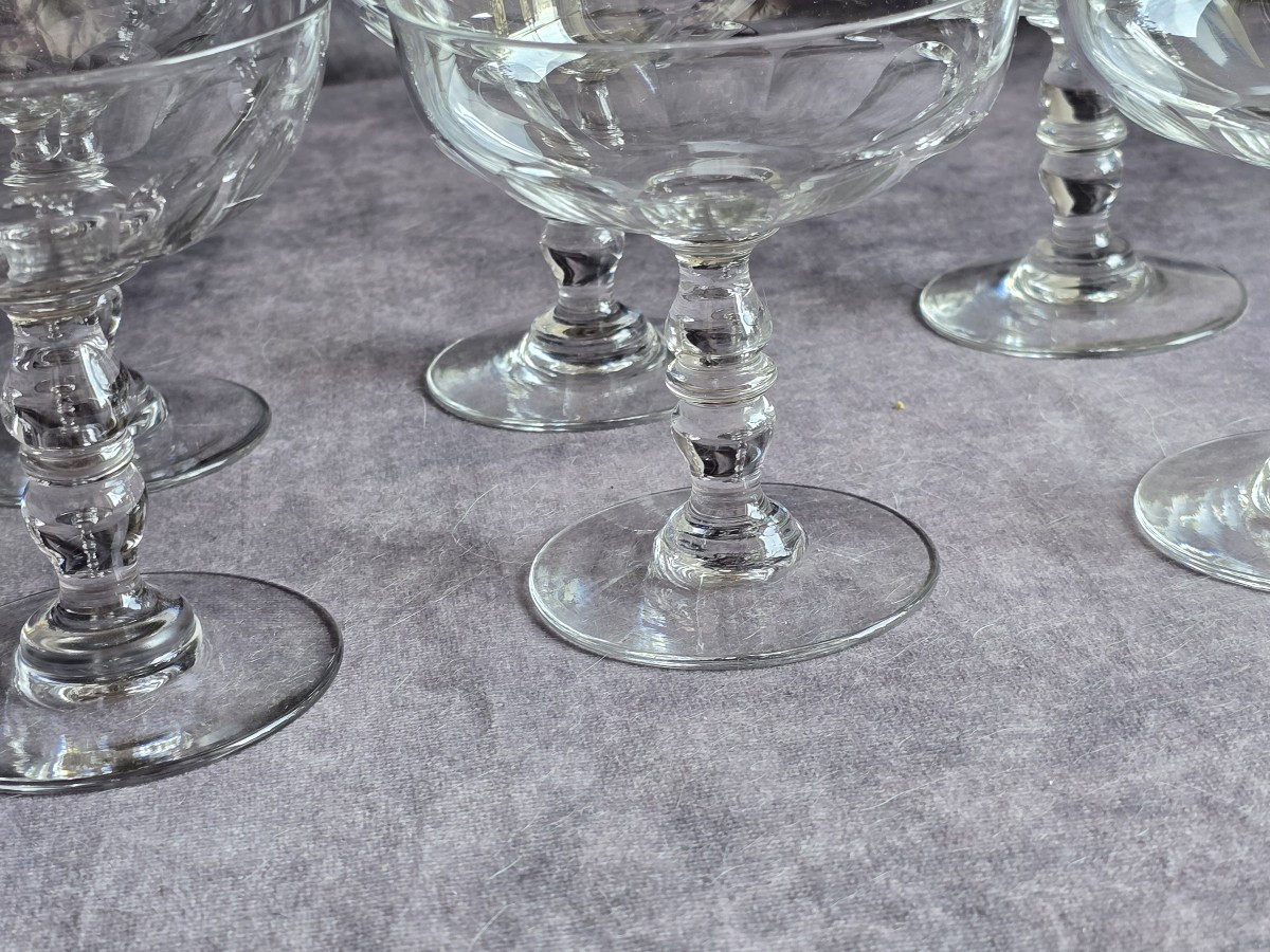 Set Of 6 Cut Crystal Champagne Coupes, Late 19th Century.-photo-2