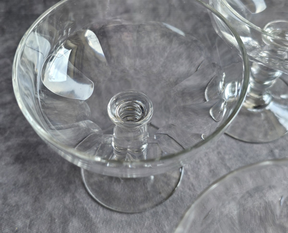 Set Of 6 Cut Crystal Champagne Coupes, Late 19th Century.-photo-1