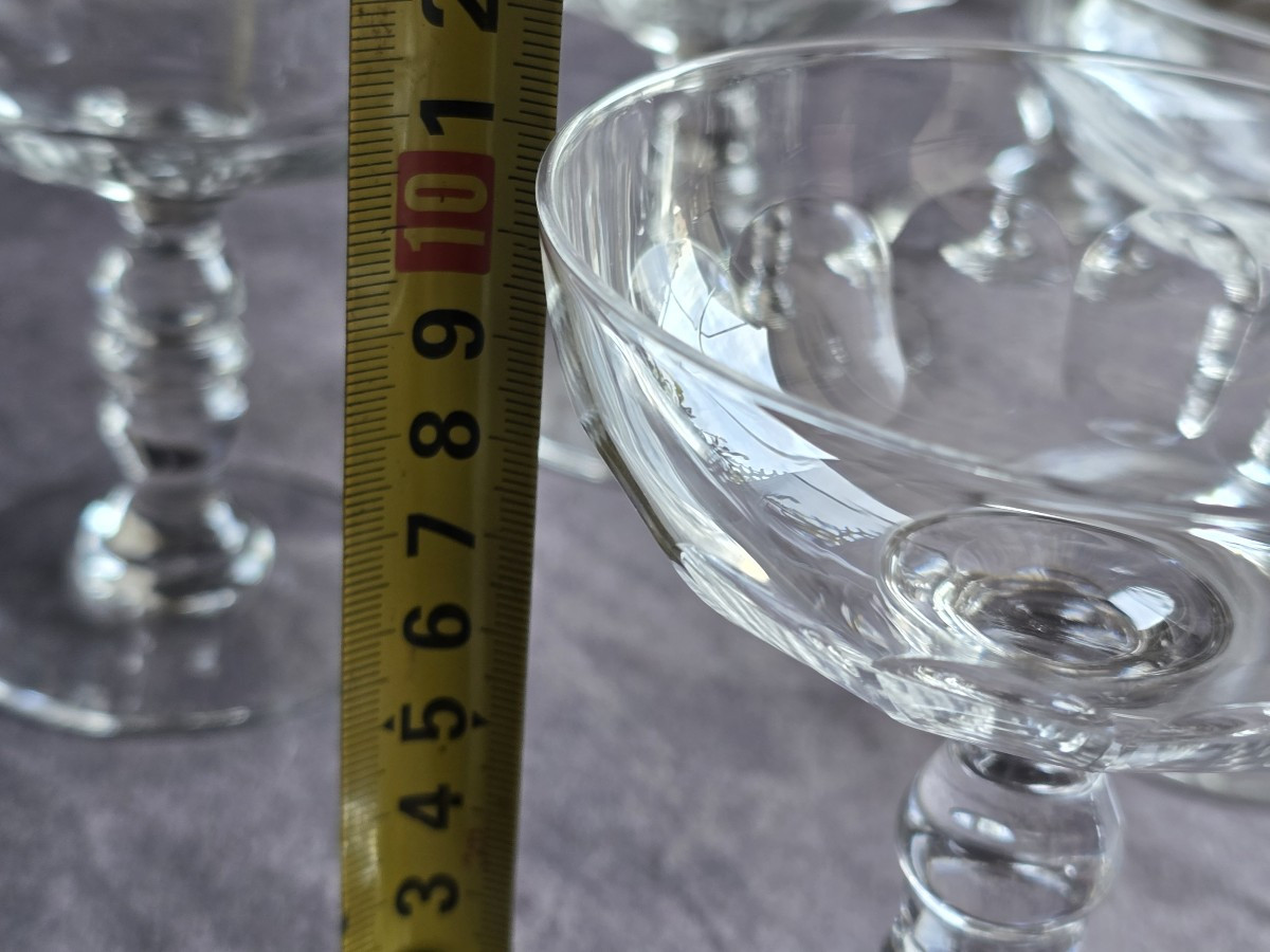 Set Of 6 Cut Crystal Champagne Coupes, Late 19th Century.-photo-4