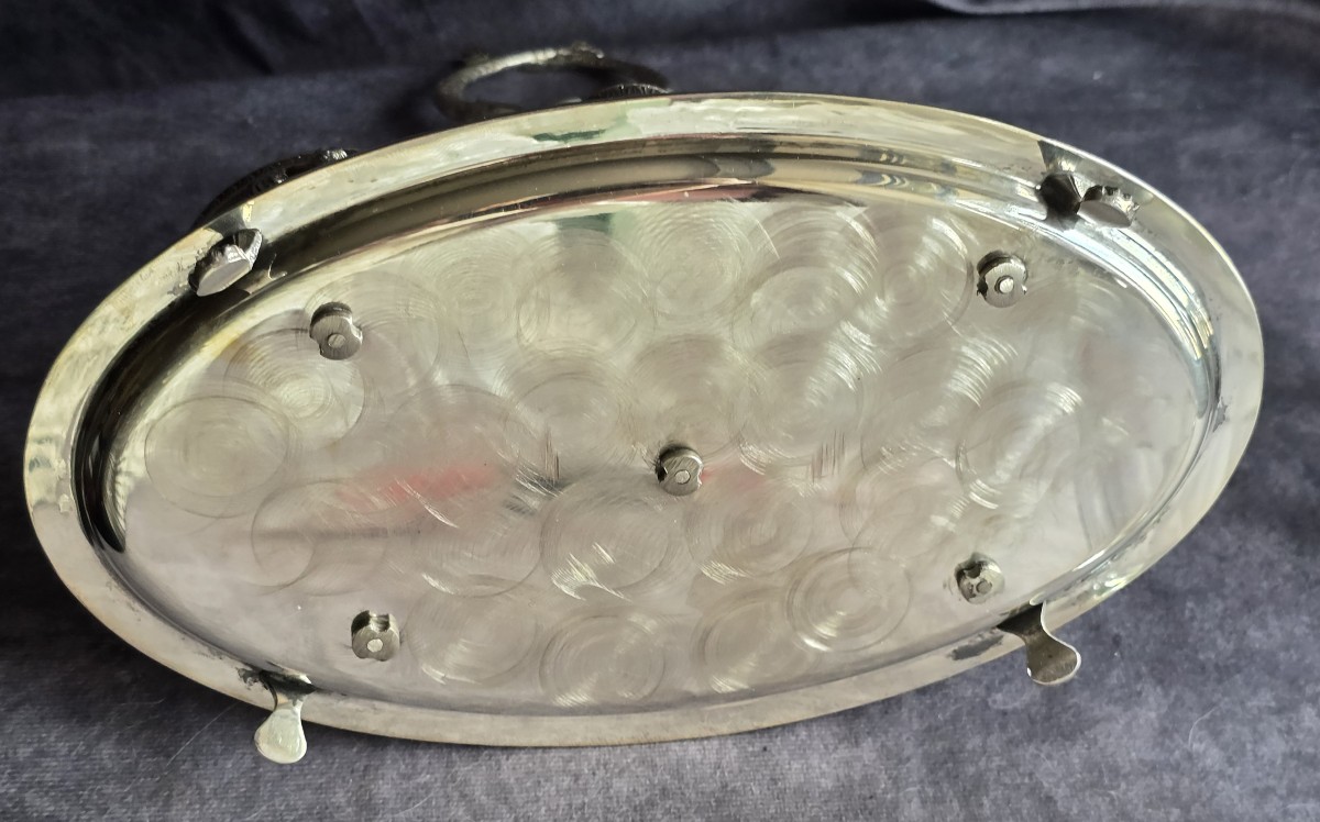 ancien serviteur de table huiler vinaigrier en cristal et argent massif style Empire -photo-2