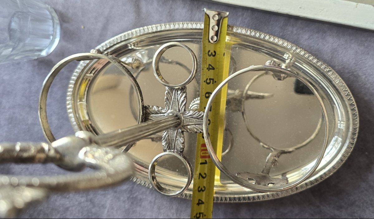 ancien serviteur de table huiler vinaigrier en cristal et argent massif style Empire -photo-5